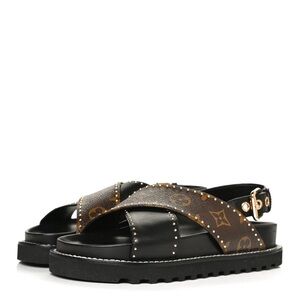 Louis Vuitton Black and Brown Studded Sandals